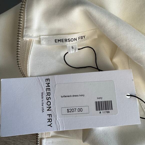 Emerson Fry Edie Turtleneck Dress Ivory Ponte Mod Mini Size S New With Tags - Picture 11 of 12